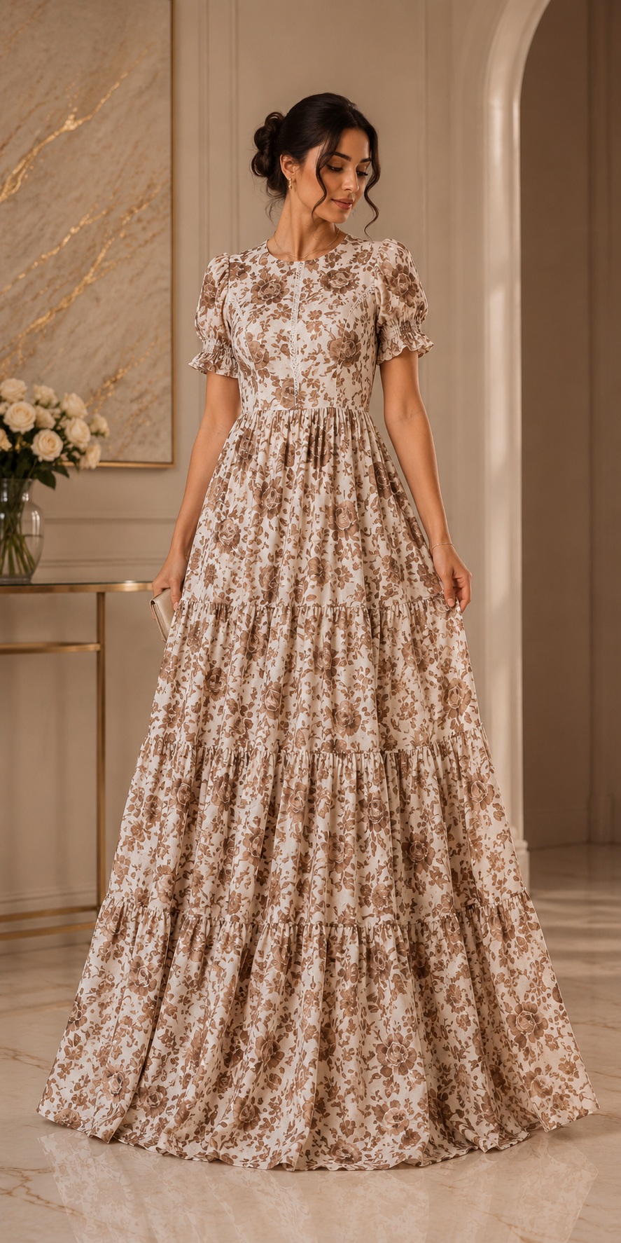 Floral Tiered Maxi Dress | Elegant Women’s Maxi Dress | Basma Styles