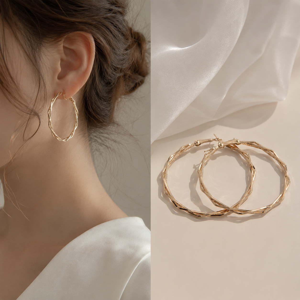 Women's Elegant Twisted Hoop Earrings