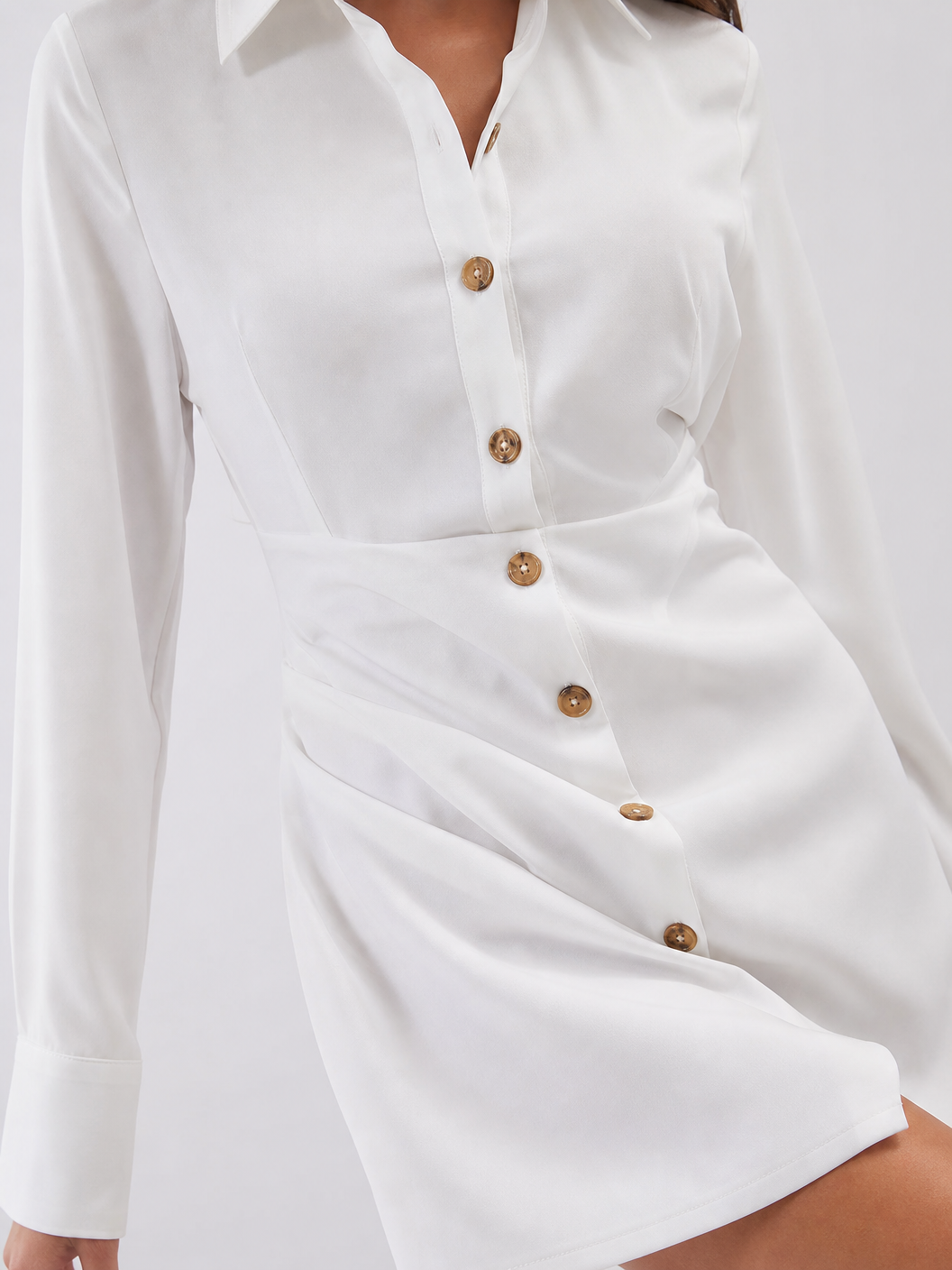 Elegant White Button-Down Mini Shirt Dress